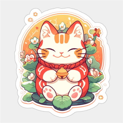 Cat new year's eve Japanese sticker