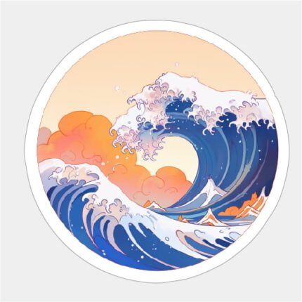 Waves Japanese sticker